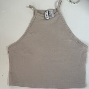 H& M divided cream colored halter crop top - small